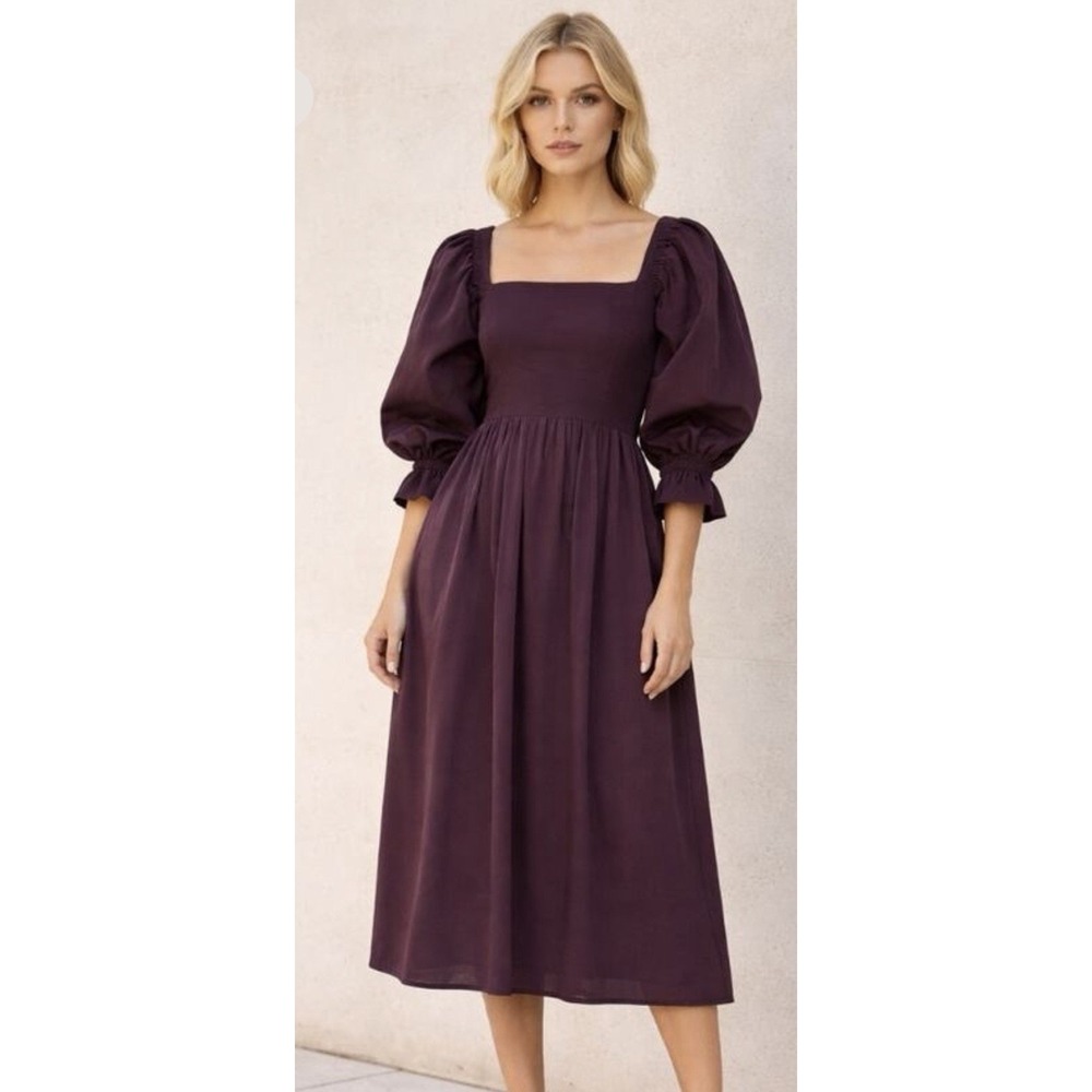 Baum Und Pferdgarten Womens XL 12 14 Adana Smocked Puff Sleeve Dress Scandi